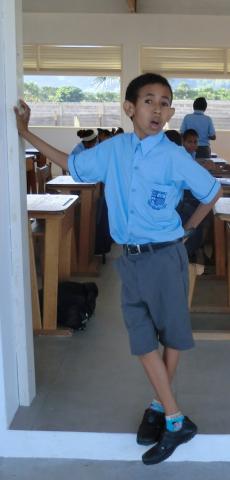 A Colégio de Santo Inácio de Loiola student in his new uniform 