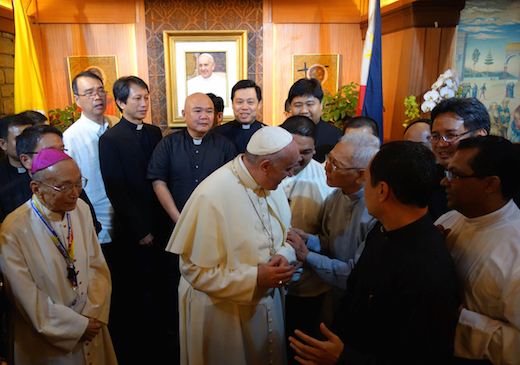 Pope Francis with Jesuits in the Philippines 2015