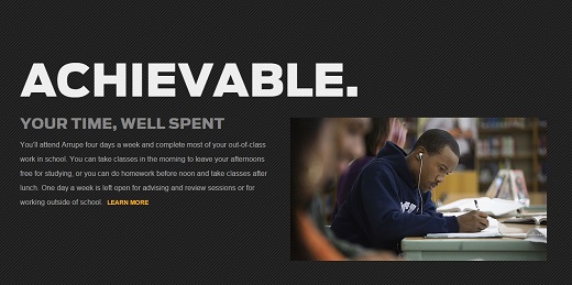 A screenshot from the Arrupe College website