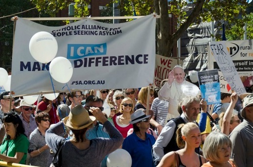 Many Jesuits and ministries were among the estimated 15,000 people who marched in Melbourne on Palm Sunday in support of asylum seeker justice.