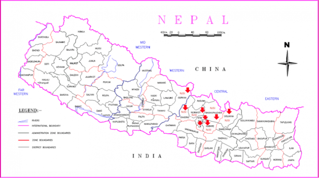 Areas where Jesuits are working in Nepal