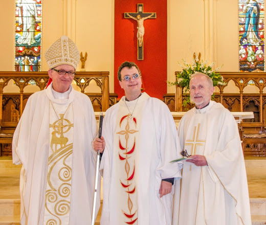 Bishop Patrick Dunn, Fr Justin Glyn SJ and Fr Brian McCoy SJ, Provincial of the Jesuit Australian Province 