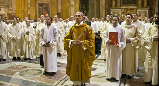 Fr Adolfo Nicolás SJ celebrates a Mass of Thanksgiving at the Church of the Gesù in Rome in 2008 after being elected Superior General of the Jesuits.