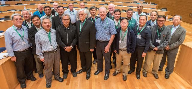 Fr General Arturo Sosa SJ with the GC 36 delegates from the Jesuit Conference of Asia Pacific