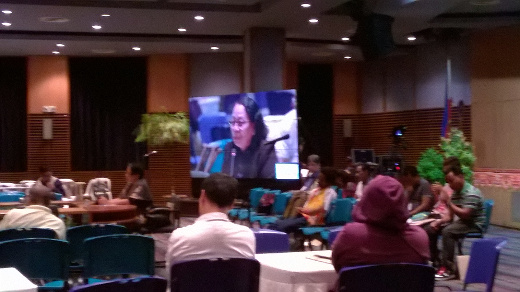 Fr Antonio Moreno SJ (in white in the foreground) listens to Norma Gonos of AGILA, a leadership institute the Philippine Province is helping establish for the training of IP leaders 