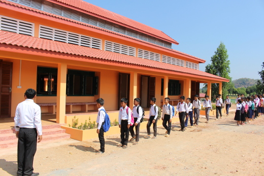 At home. Grade 7 students enter their new classrooms