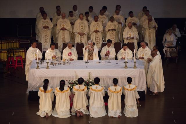 Fr General Arturo Sosa celebrates mass with the Jesuits in Indonesia