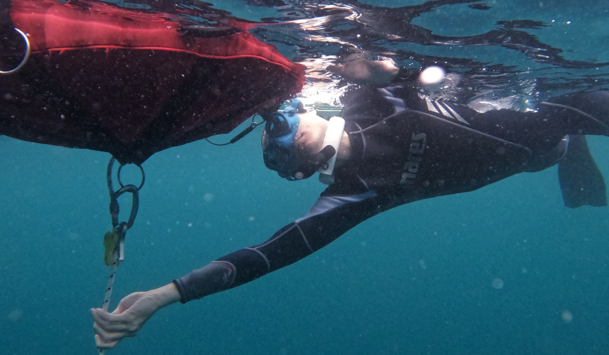 Freediving into the blue heart of God